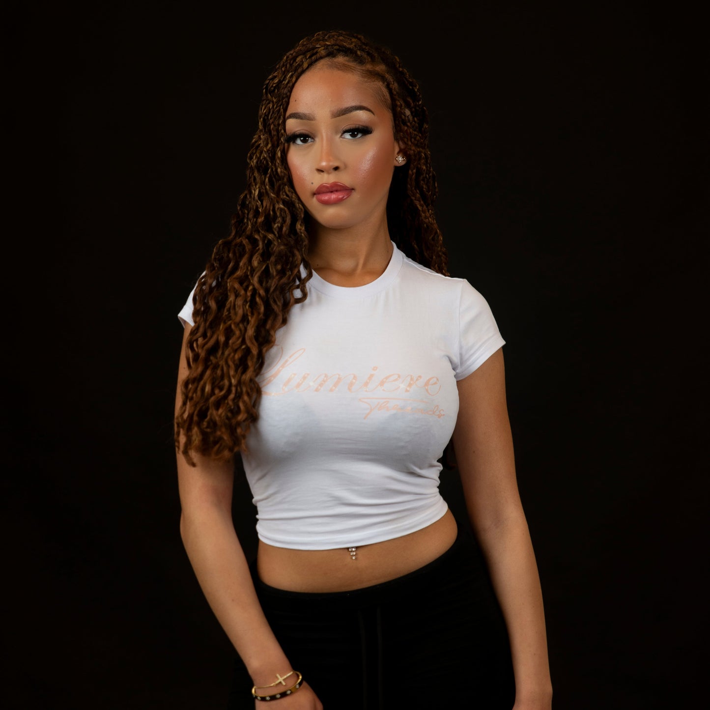 Rose gold crop top - White