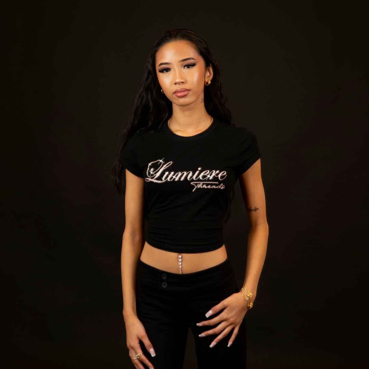 GLIMMER CROP TOP - black