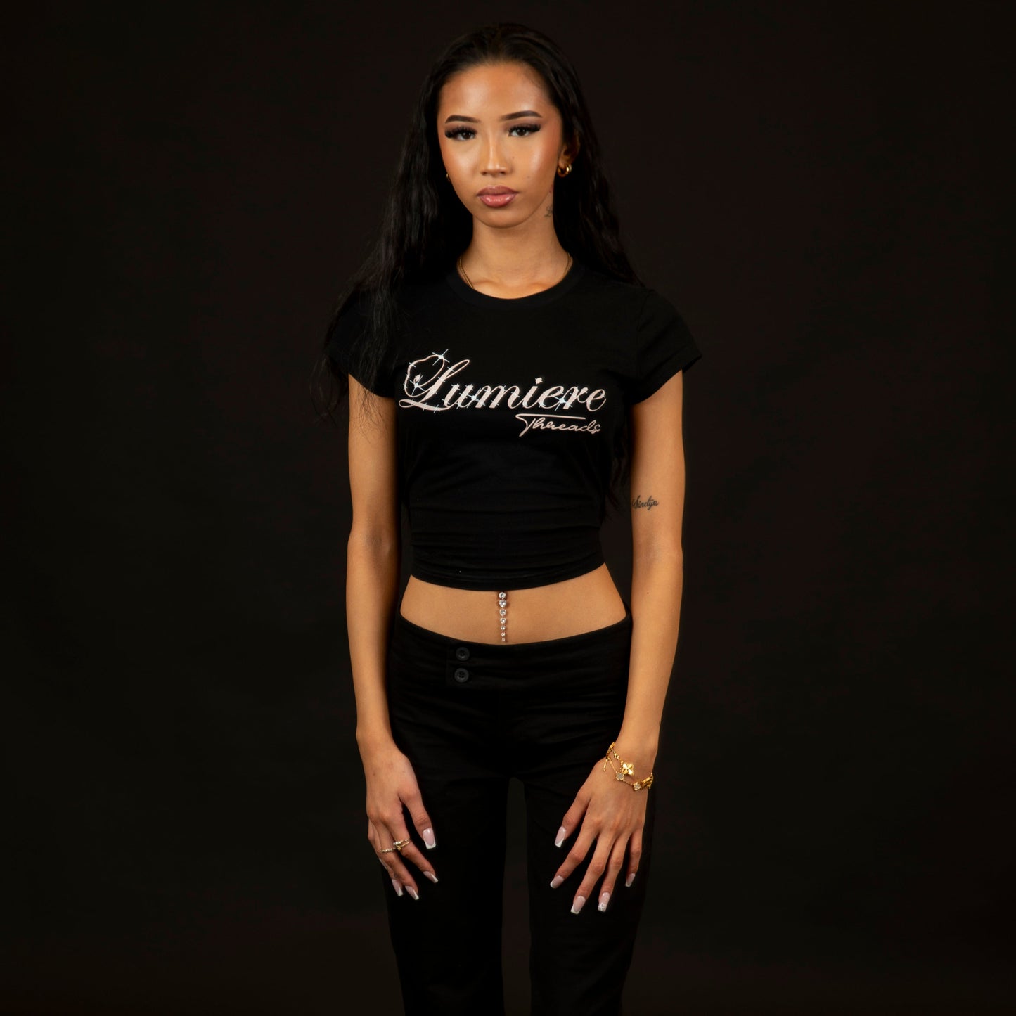 GLIMMER CROP TOP - black