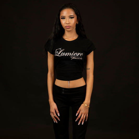 GLIMMER CROP TOP - black